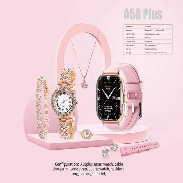 A58 Plus 6 IN 1 Smartwatch Set-طقم ساعة ذكية A58 Plus 6 في 1